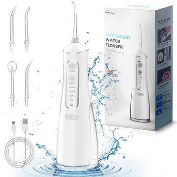 Rechargeable Water Flosser for Teeth Cleaning – Portable Cordless Dental Oral Irrigator with 5 Jet Tips, USB Charging, 4 Modes – Waterproof & Travel-Friendly – Ideal for Braces & Gums