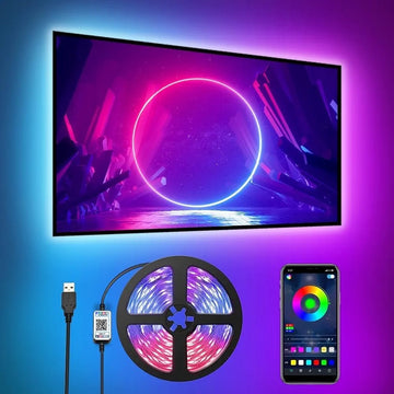 Romwish 3M LED TV Backlight Strip – Bluetooth App Control, 16M Colors, Music Sync for 40-60" TVs