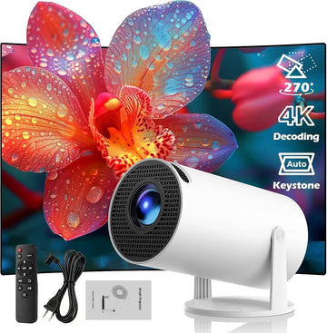 Mini Smart Projector with WiFi & Bluetooth – Full HD 4K Support, Auto Keystone, 270° Rotation, Android 11