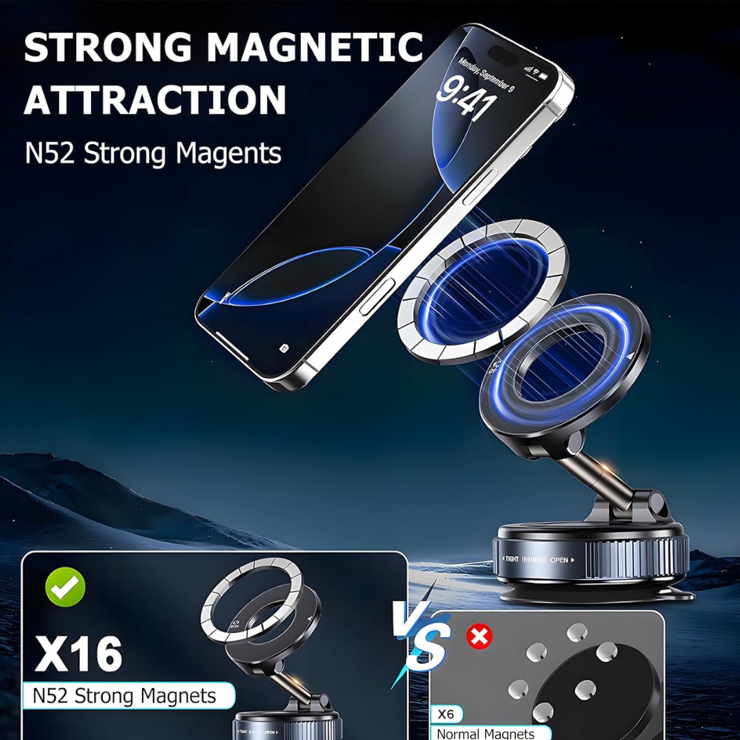 Strong Magnetic Phone Holder – 360° Rotating Car Mount for Smartphones
