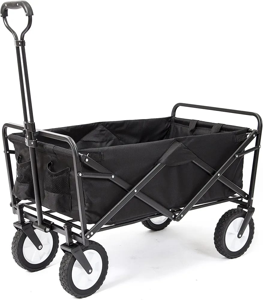 MacSports Collapsible Folding Outdoor Utility Wagon, Black